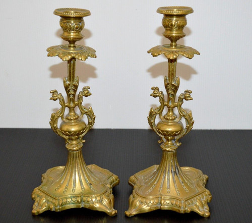 Paire bougeoirs xixe - -paire,