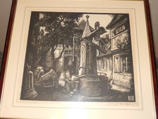 HENRI BACHER (1890/1934) Bois Gravé  FONDERIE DE CLOCHES  -  Signé