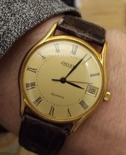 MONTRE HOMME VINTAGE JAEGER RONDE EN OR JAUNE 18K QUARTZ