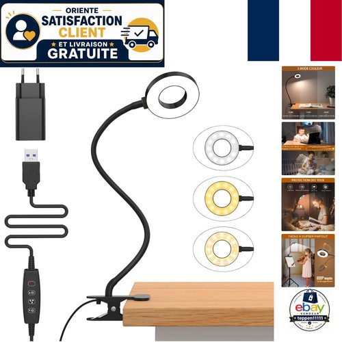 Lampe pince noir 40cm avec - pince,