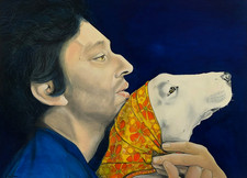 Lulu Amere - Peinture originale sur papier 50x70cm - "Gainsbourg et Nana" ⚜️