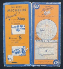 Carte MICHELIN 67 NANTES POITIERS 1936 Guide Bibendum pneu tyre map