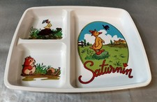 Assiette / plateau repas à compartiments Vintage Mélaminé / Canard Saturnin TBE