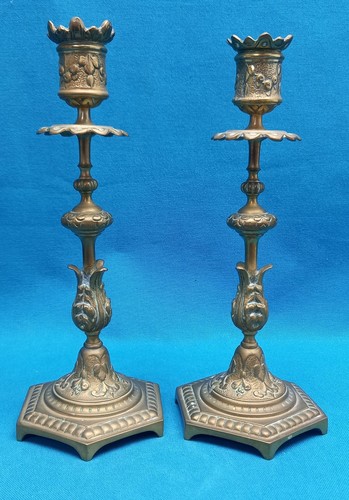 Paire bougeoirs bronze - paire,