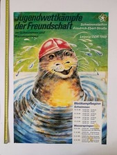 youth swimming championship germany ddr 1989 vintage poster