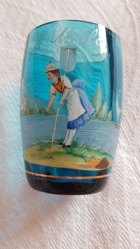Verre émaillé décor - , peint