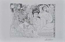 Pablo PICASSO : Belle femme à grosse poitrine,  LITHOGRAPHIE érotique signée