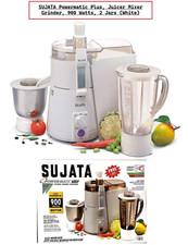 Sujata Powermatic Plus Juicer Mixer Grinder 900 Watts 2 Bocaux Blanc