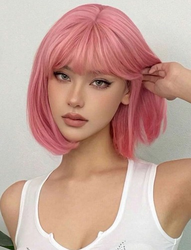 Perruque synthétique rose - synthétique,