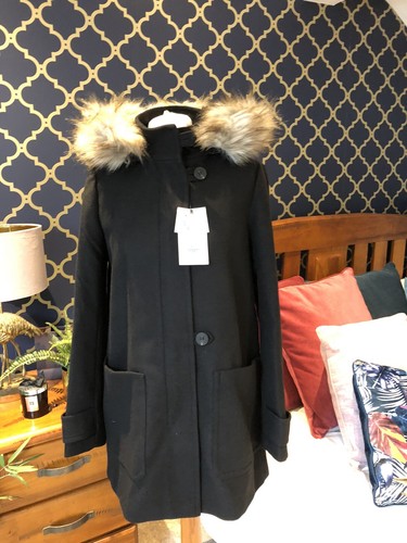 Zara black wool coat - wool, hood