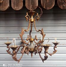 Important lustre cage de style Louis XV en bronze 6 feux - A restaurer- 5,5 kg !