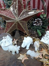 lot de 4 éléphants en pierre