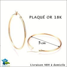 PLAQUÉ OR 18K CREOLES 5 CM