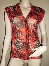 LEGERE BLOUSE FEMME ROUGE NOIR ET ECRU VILA JOY TAILLE 38/40 SANS MANCHE