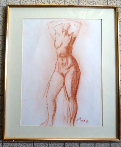 Sanguine femme nue sur papier - sanguine"femme,