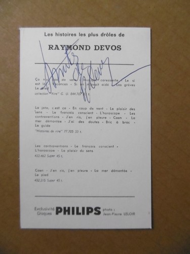 Raymond devos autographe - raymond,