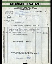 LYON (69) USINE de SERRURES & ANTI-VOLS "RHONE-ISERE" Facture en 1957