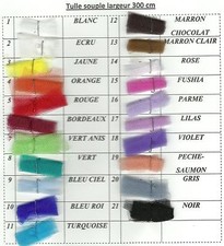 Tulle SOUPLE 19 coloris au choix : BLANC ECRU NOIR ... mariage au mètre 300 cm