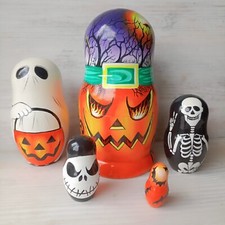 Lot de 5 jouets éducatifs Halloween pour poupées Nesting originales peintes à...