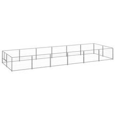 Chenil extérieur cage enclos parc animaux chien argenté 12 m² acier Helloshop26