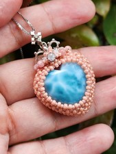 Pendentif coeur Larimar fait