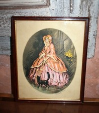 Lithographie gravure rehaussé