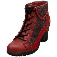 Bottines Mustang Femme Talon Haut Zip Latéral Rouge Multicolore