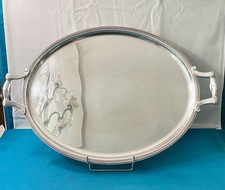 GRAND plateau de service CHRISTOFLE modèle GODRONS métal argenté 62X41,5 cm