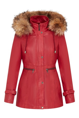 Veste cuir rouge femme - en,