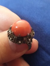 BAGUE ANCIENNE CORAIL ROUGE