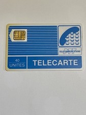 telecarte pyjama tres rare bleu clair 40U grosse pastille noir bord cote puce ja