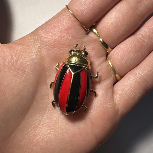 Broche insecte doré rouge - broche, insecte,
