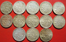 France. Lot de 13 x  50 centimes Semeuse de 1907 à 1920 sauf 1911. TB+ à SUP+