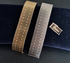 Bracelet de montre EXTENSIBLE  Vintage FLEURUS Acier Inoxydable Plaqué Or 20 mm