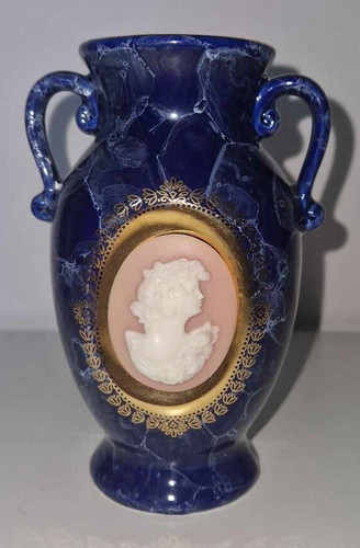 Superbe petit vase - bleu, or