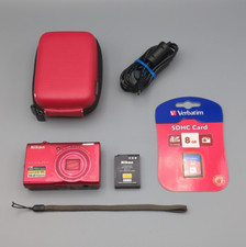 Nikon Coolpix S6200 16.0MP Digital Compact Camera Red 10x, Charger, SD, READ