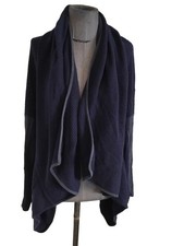 Très Beau Gilet Marine Lin Cuir Modèle Mevin Maje 38/40 Tbe