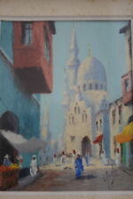 HUILE SUR BOIS AFRIQUE DU NORD  ORIENT MOSQUEE MOUCHARABIEH MAROC ALGERIE 