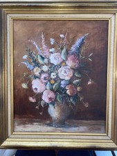 Tableau Ancien 8F 46x38 Michel Jamart  1924-2002 Bouquet Nature Morte