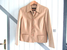 Veste courte en cuir beige Oakwood,