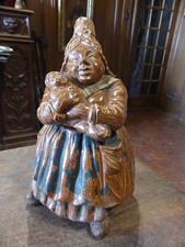 POT A TABAC en grès de Beauvaisis émaillé  début 20em  " LA NOUNOU BRETONNE "