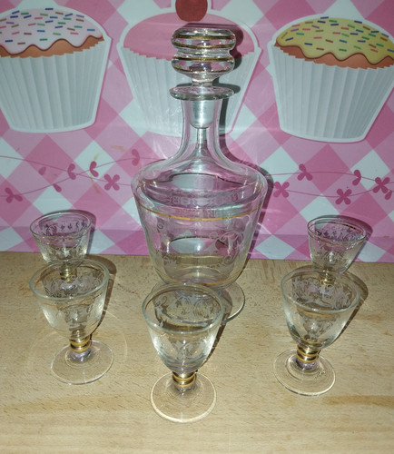 Carafe liqueur avec verres - a,