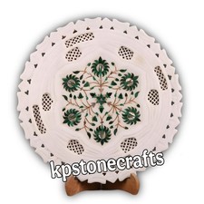 Plaque d'incrustation de marbre 12,5" faite à la main avec support en bois...