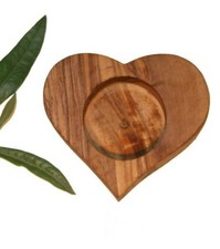 Photophore forme coeur en bois d'Olivier (ref:5101)