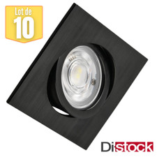 Lot de 10 Spots LED encastrables 3en1 carré noir 7W IP20