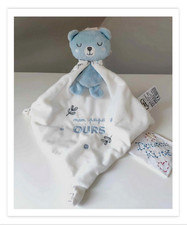 Doudou Plat/Mouchoir Ours Bleu