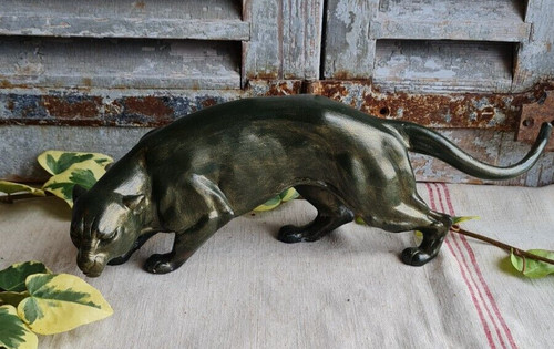 Ancien bronze statue panthere - ancien,