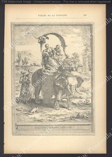 GRAVURE Fables de La Fontaine OUDRY Le rat et l'éléphant Planche