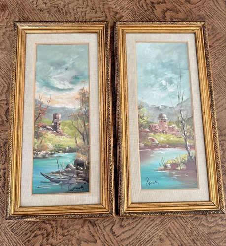 Paire tableaux paysages - tableaux,