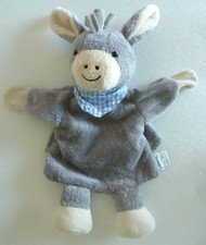 G4. DOUDOU MARIONNETTE STERNTALER CHEVAL ANE gris bleu bandana vichy - TTBE